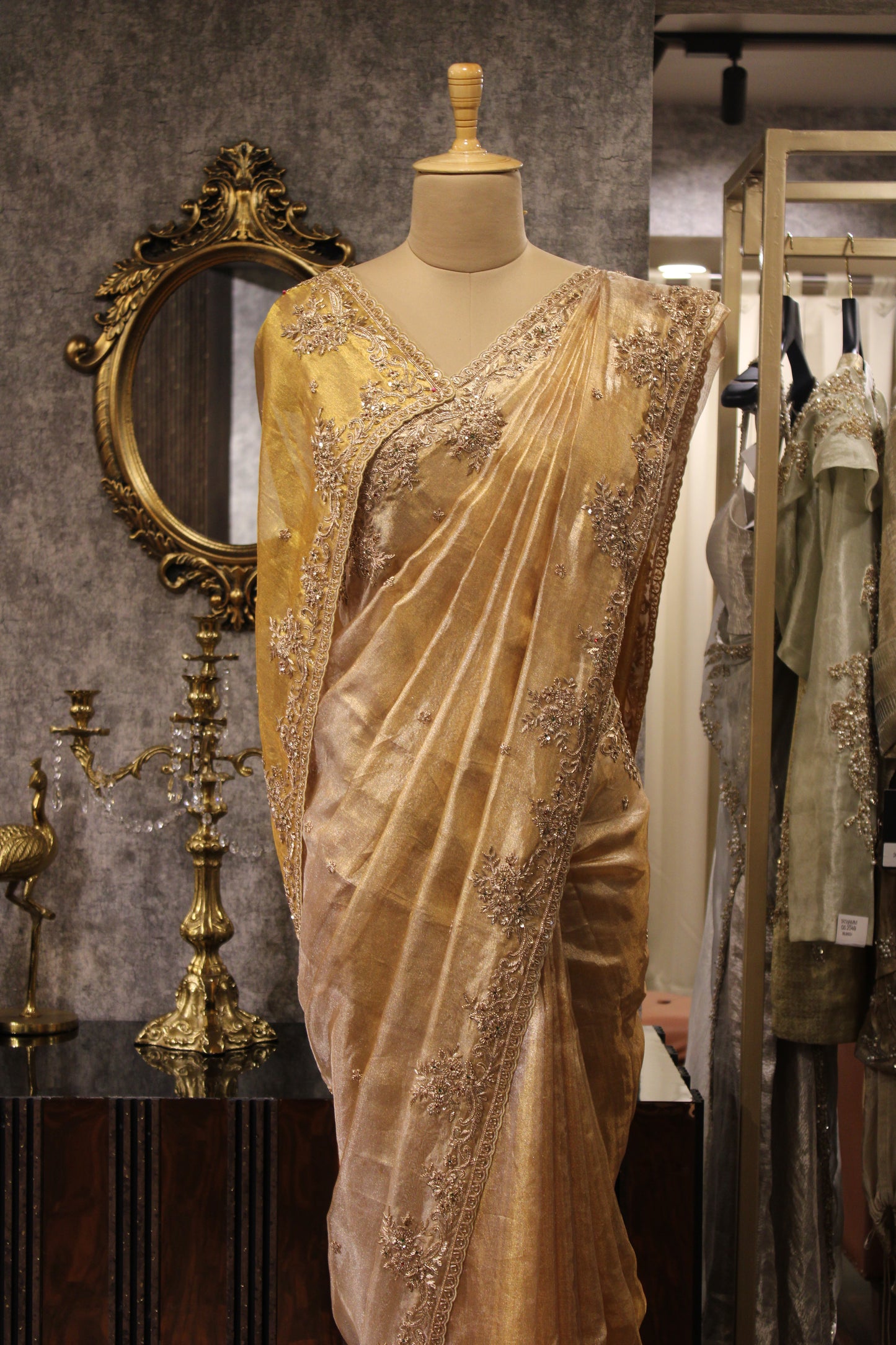 GOLD HANDCRAFTED TISSUE SAREE