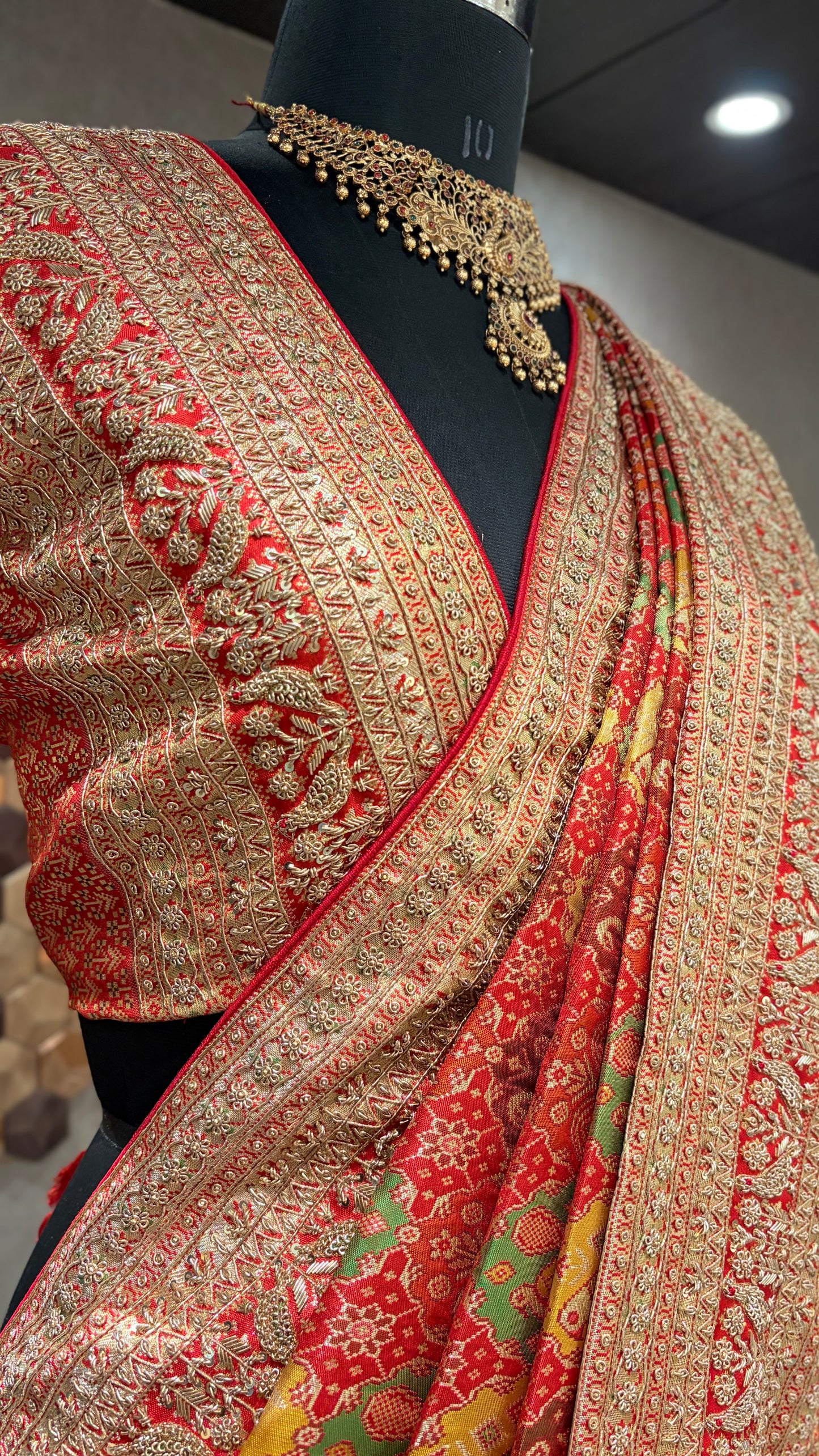 CLASSIC ORANGE & RED SILK EMBROIDERED SAREE