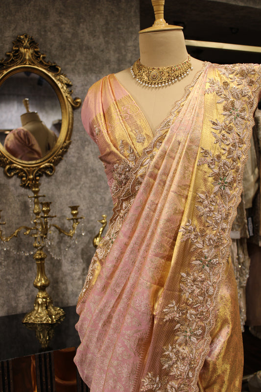 GRACE IN PINK : EMBELLISHED KANJIVARAM SILK SAREE