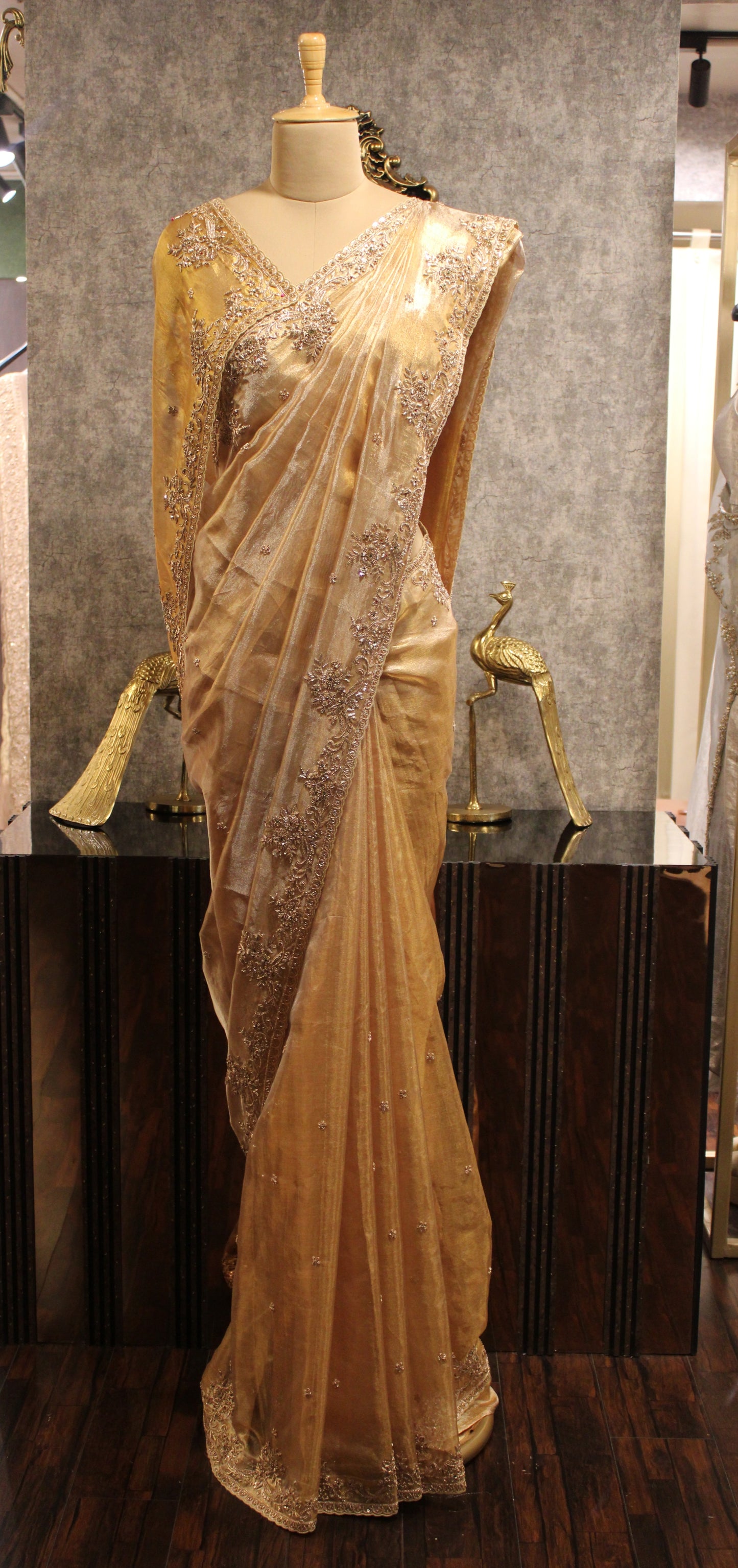 GOLD HANDCRAFTED TISSUE SAREE