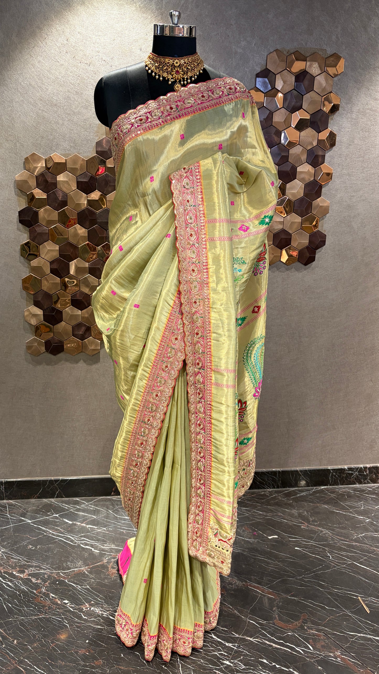 PISTA GREEN REGAL PAITHANI EMBROIDERED SAREE