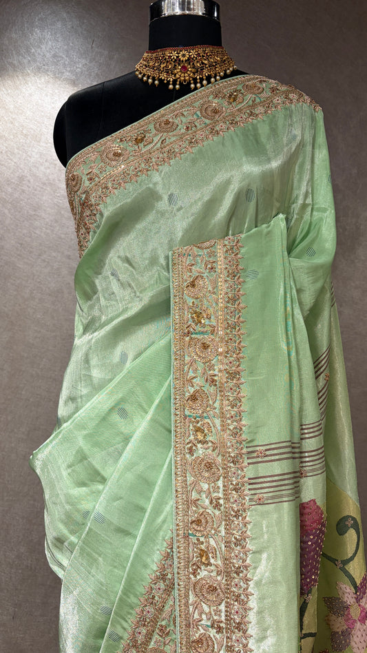 REGAL GREEN PASTEL PAITHANI SAREE