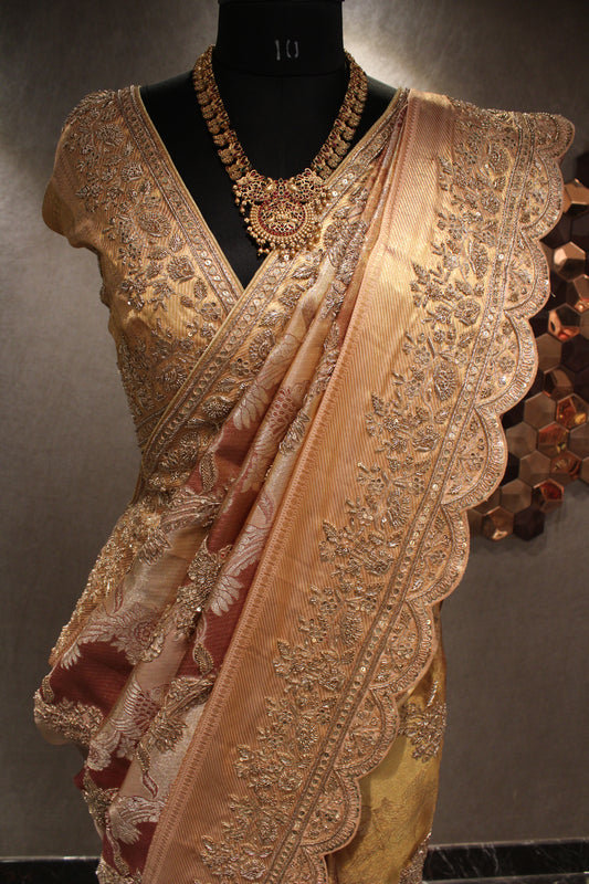 HEIRLOOM KANJIVARAM SILK SAREE WITH RICH HAND EMBROIDERY