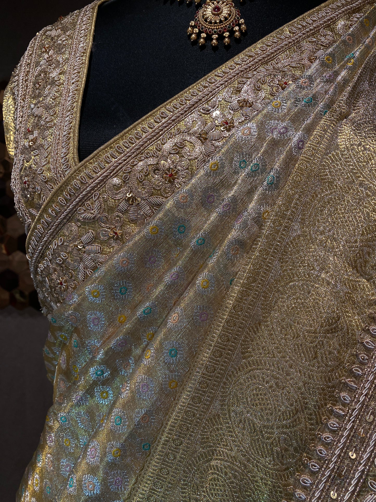 PASTEL GREEN  KANJIVARAM EMBROIDERED SILK SAREE