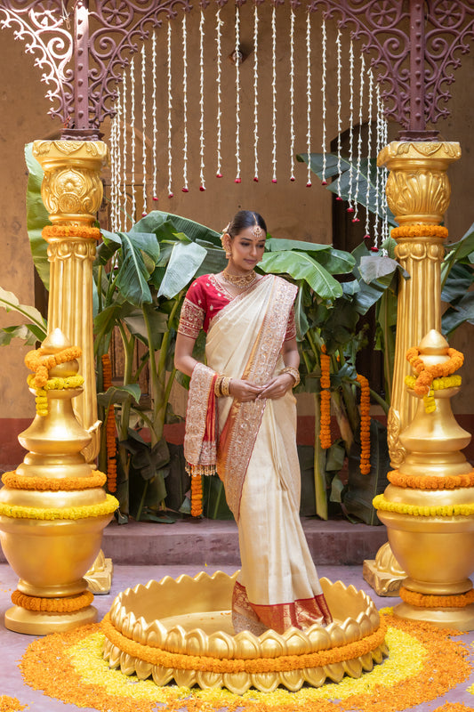 CONTEMPORARY KANJIVARAM IN VINTAGE IVORY HUE