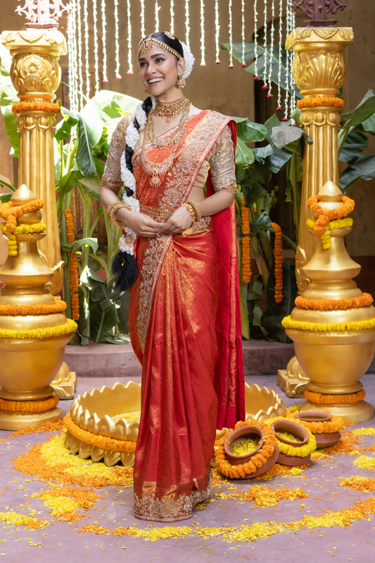 HANDEMBROIDERED PURE KANCHIPURAM SAREE SS-1226