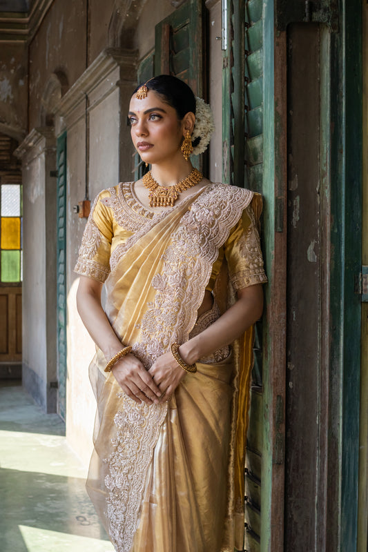REGAL GOLD EMBROIDERED SILK SAREE