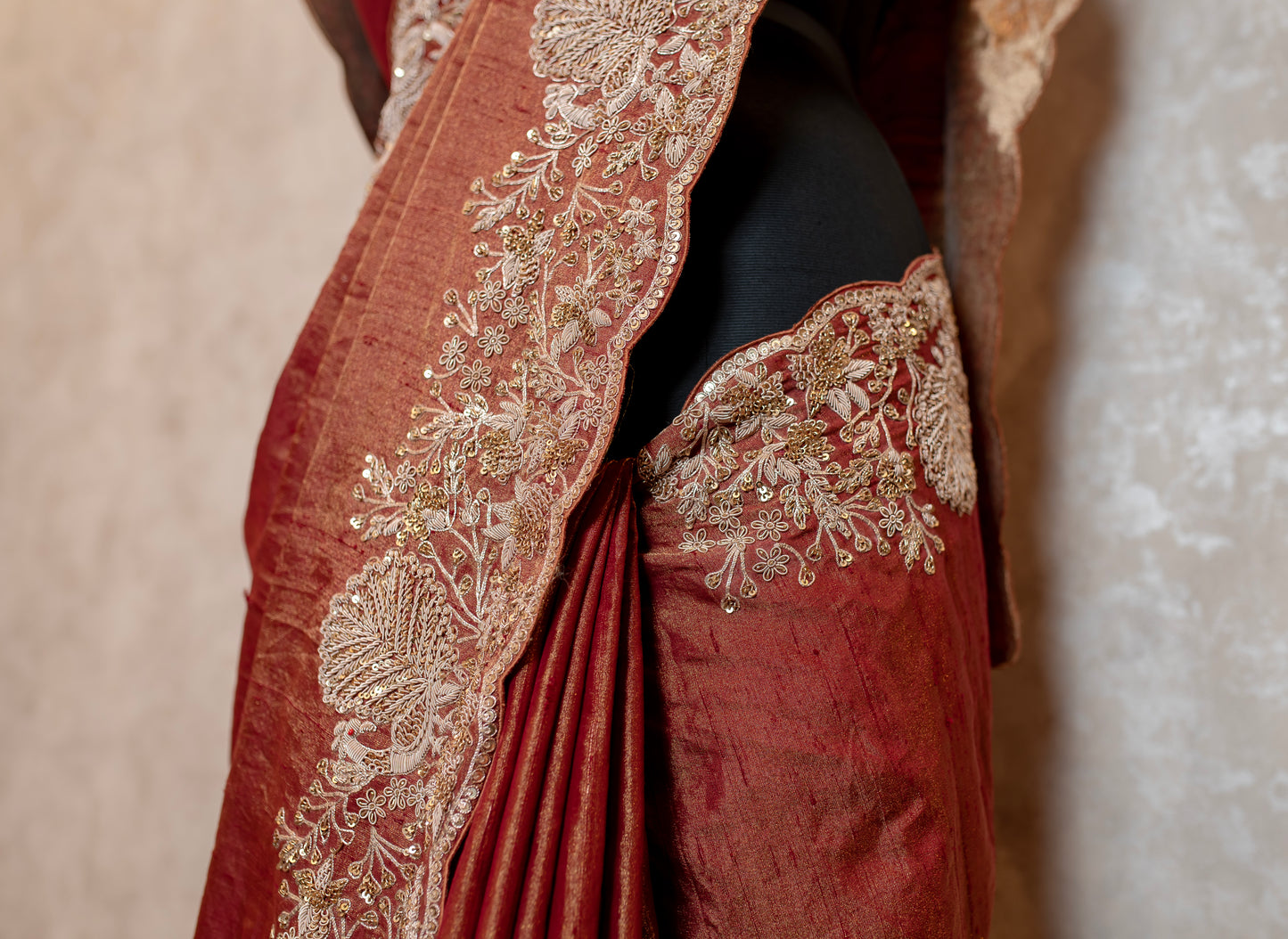 EMBROIDERED TISSUE RAW SILK SAREE 8297