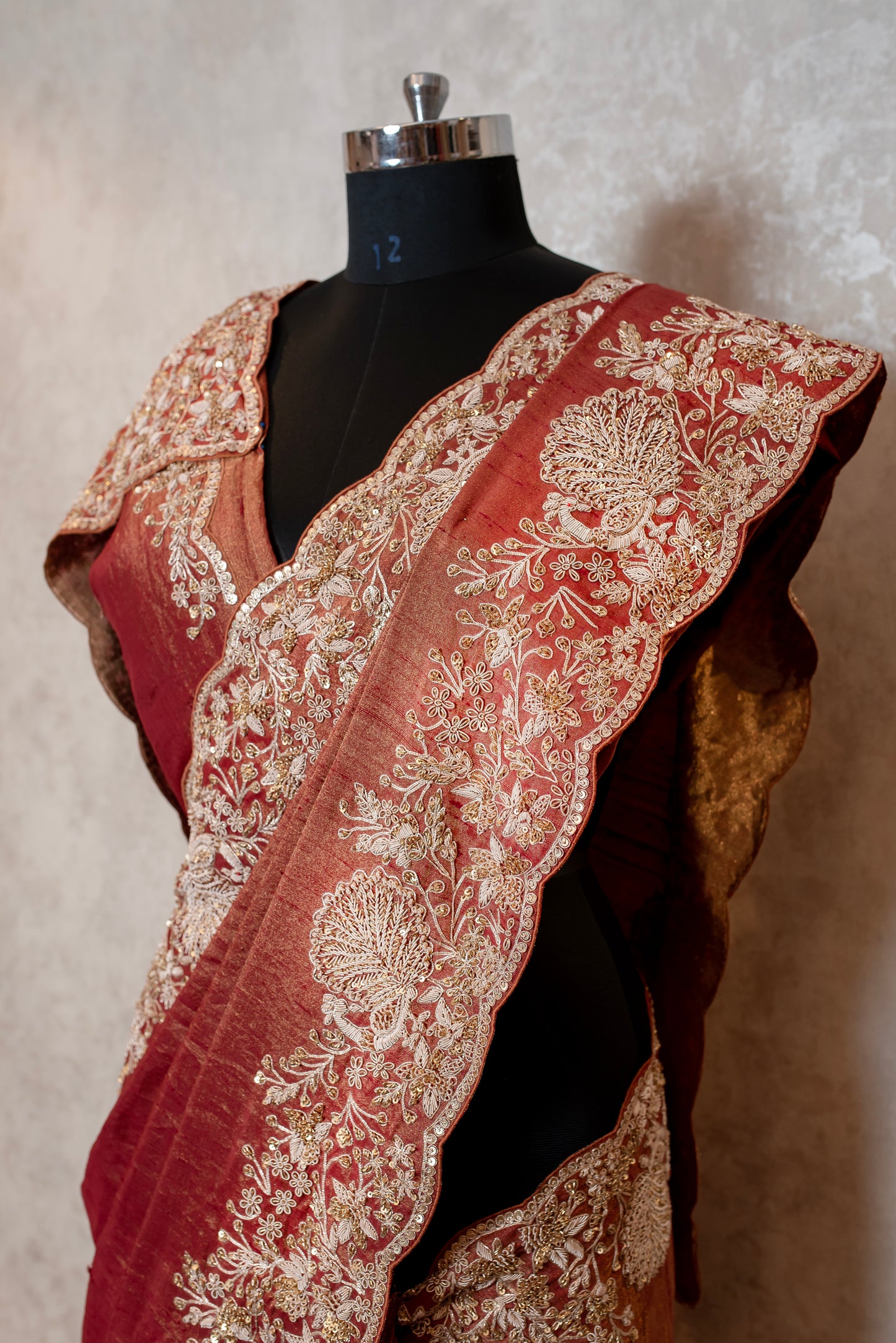 EMBROIDERED TISSUE RAW SILK SAREE 8297