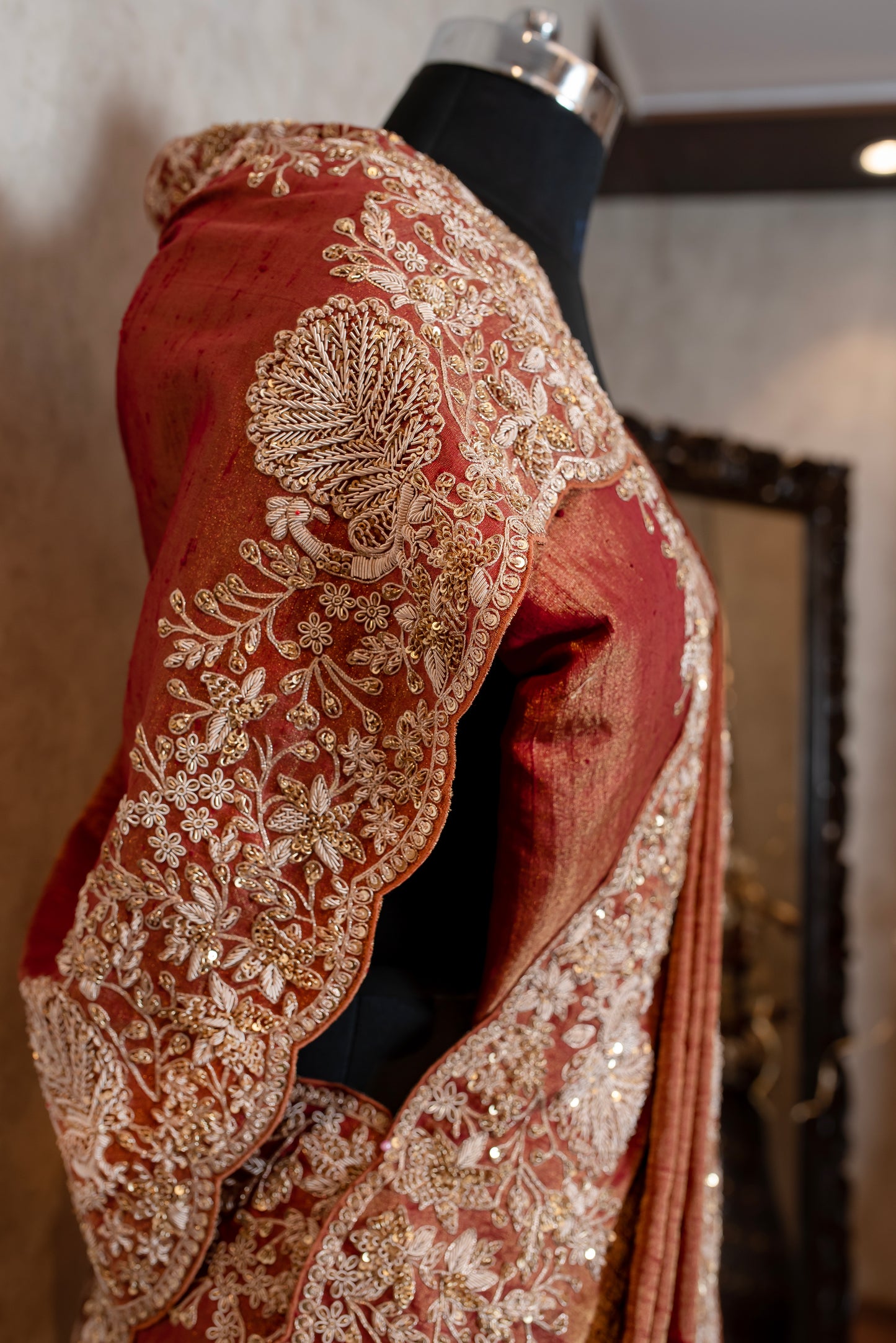 EMBROIDERED TISSUE RAW SILK SAREE 8297