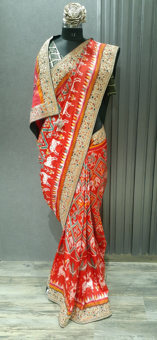 Red Pochampalli Ikkat Saree  (SS 559)
