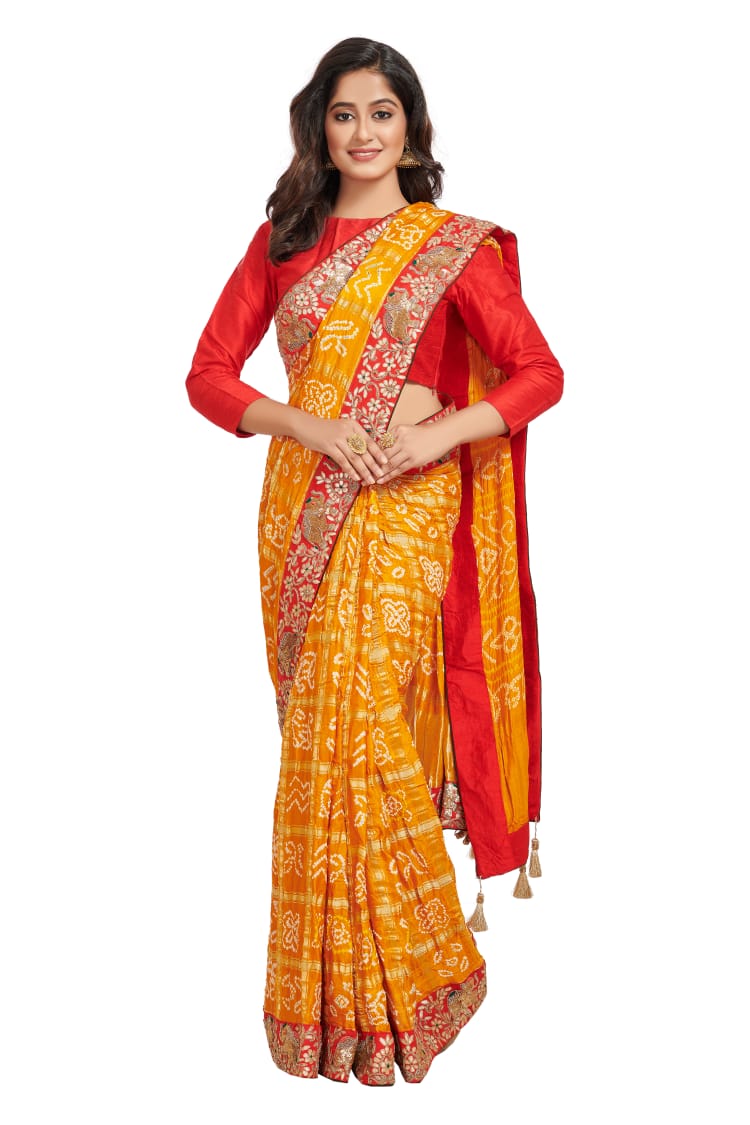 Red gajji gharchola saree (3938)