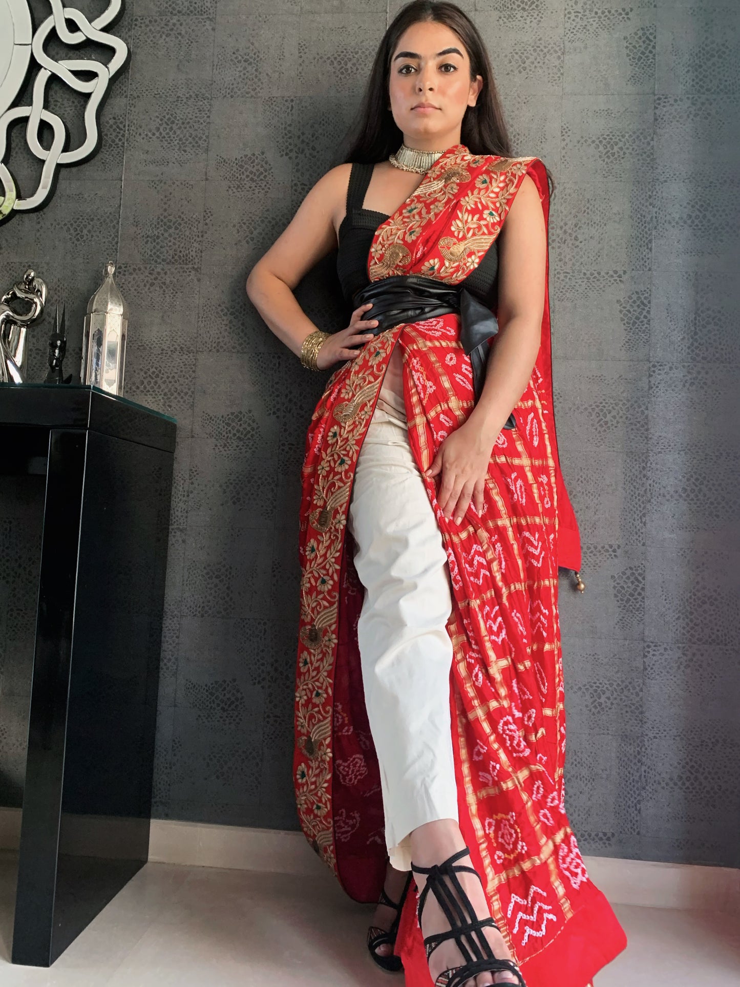 Red gajji gharchola saree (3938)