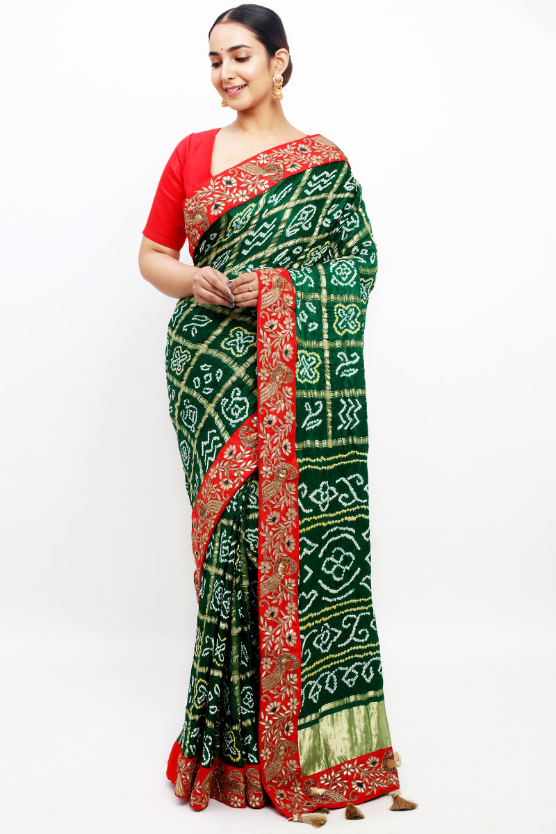 Red gajji gharchola saree (3938)