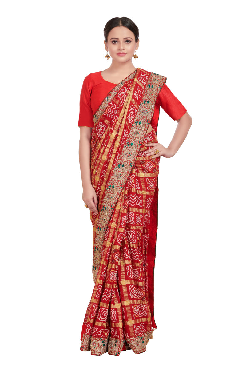 Timeless Red woven Gharchola saree (GH-33)