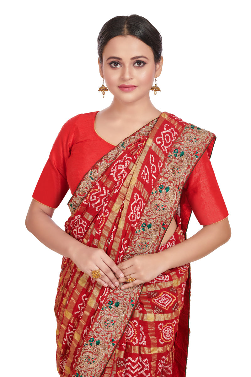 Timeless Red woven Gharchola saree (GH-33)