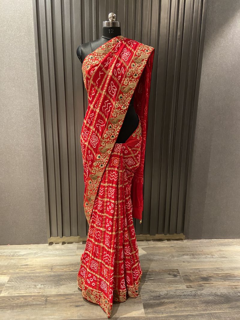 Red gajji gharchola saree (3938)