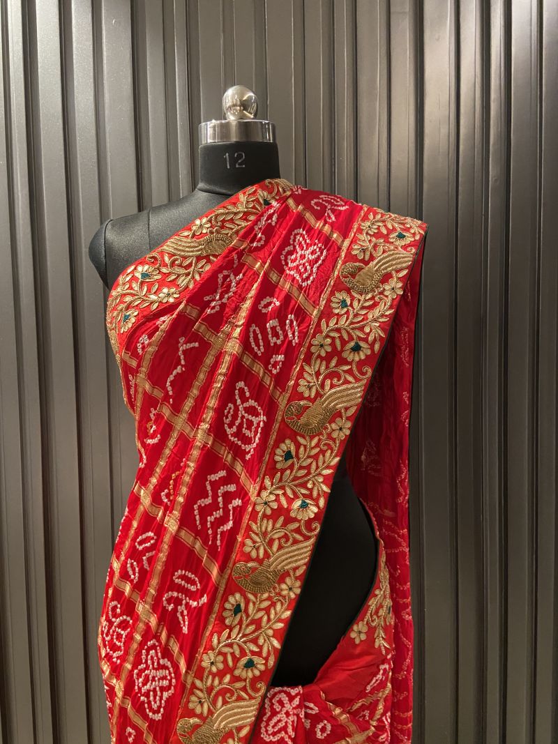 Red gajji gharchola saree (3938)