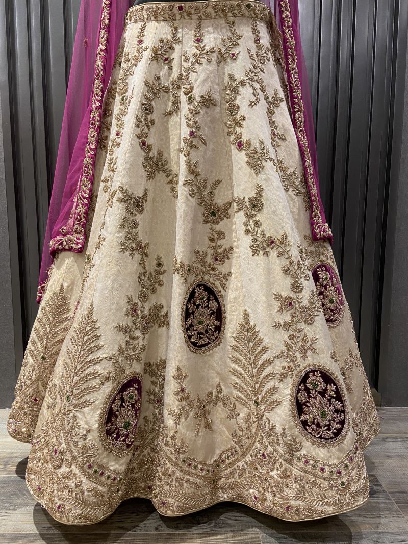 Ivory and Wine Lehenga (LG-34)