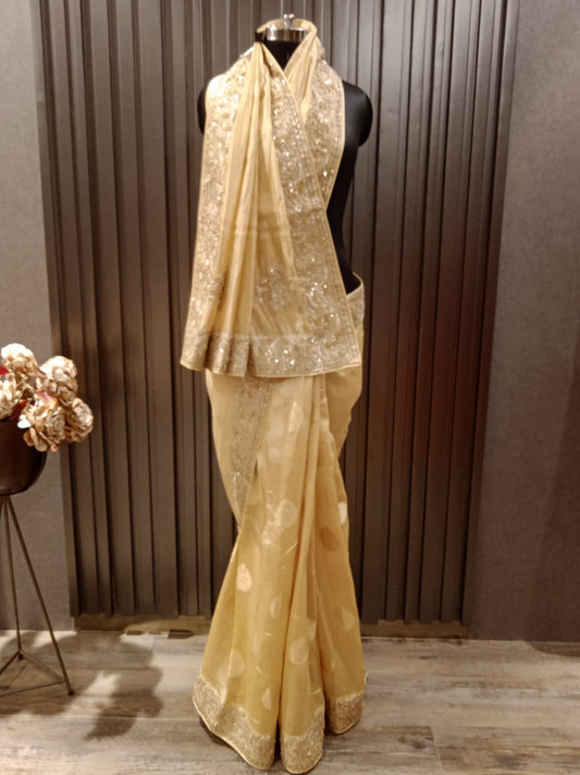 Ivory Woven Silk Saree(SS 626)