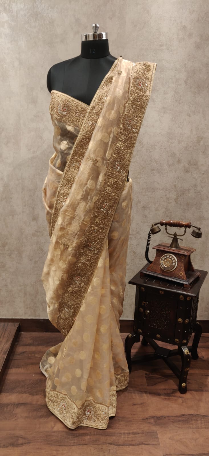 Golden Benarasi  tissue silk ( 6120)