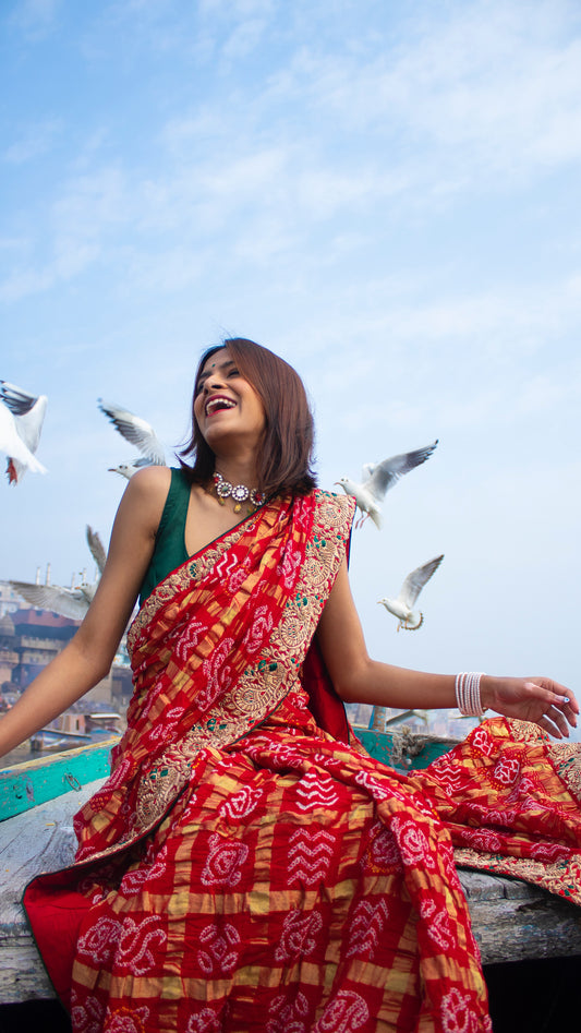 Timeless Red woven Gharchola saree (GH-33)